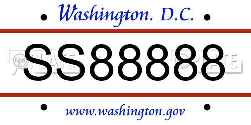 SS88888 District Of Columbia License Plate