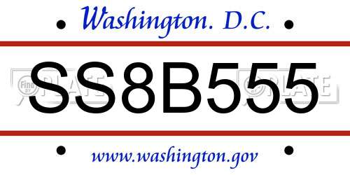 SS8B555 District Of Columbia License Plate