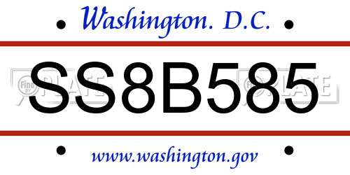 SS8B585 District Of Columbia License Plate
