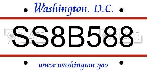 SS8B588 District Of Columbia License Plate