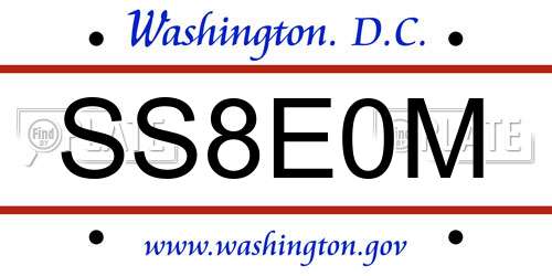 SS8E0M District Of Columbia License Plate