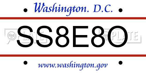 SS8E8O District Of Columbia License Plate