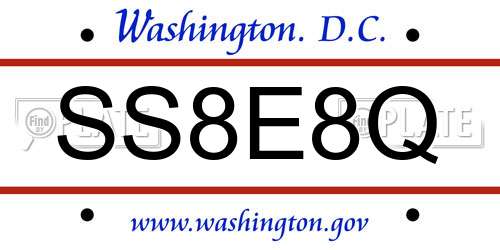 SS8E8Q District Of Columbia License Plate