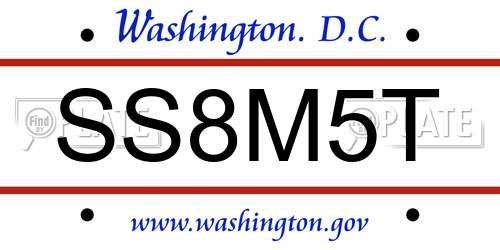 SS8M5T District Of Columbia License Plate