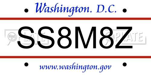 SS8M8Z District Of Columbia License Plate