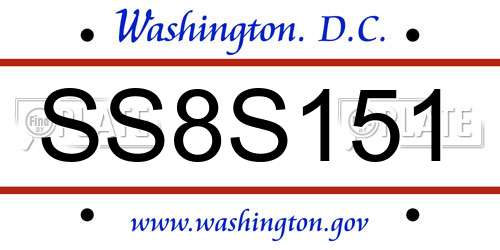 SS8S151 District Of Columbia License Plate
