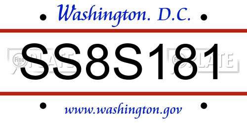 SS8S181 District Of Columbia License Plate