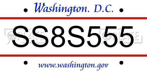 SS8S555 District Of Columbia License Plate