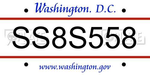 SS8S558 District Of Columbia License Plate