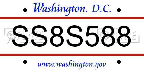 SS8S588 District Of Columbia License Plate