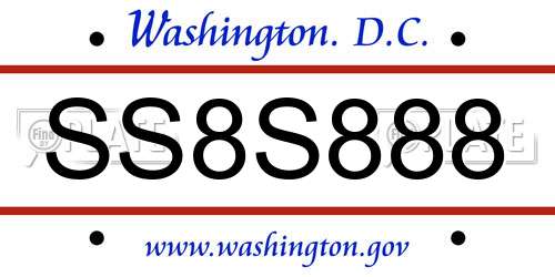 SS8S888 District Of Columbia License Plate