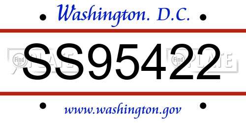 SS95422 District Of Columbia License Plate
