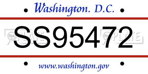 SS95472 District Of Columbia License Plate