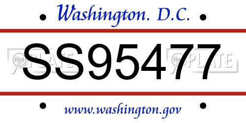 SS95477 District Of Columbia License Plate