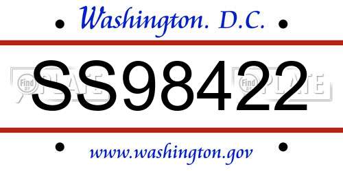 SS98422 District Of Columbia License Plate