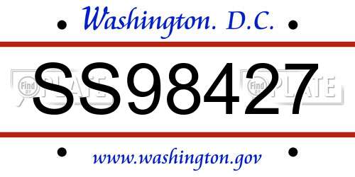 SS98427 District Of Columbia License Plate