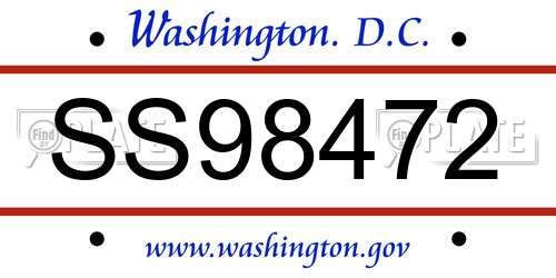 SS98472 District Of Columbia License Plate