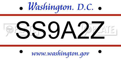 SS9A2Z District Of Columbia License Plate