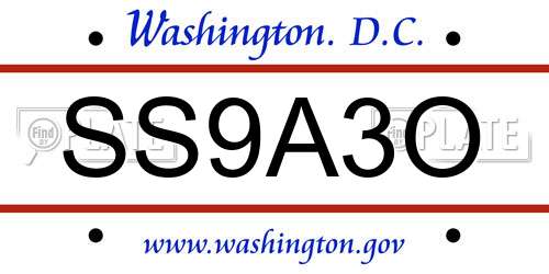 SS9A3O District Of Columbia License Plate