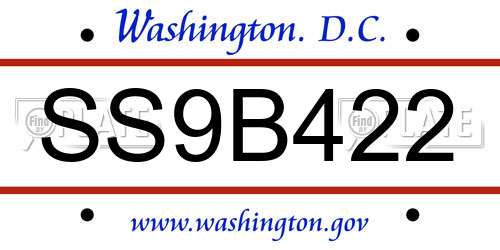 SS9B422 District Of Columbia License Plate