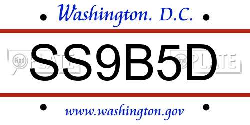 SS9B5D District Of Columbia License Plate