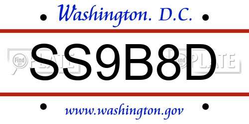SS9B8D District Of Columbia License Plate