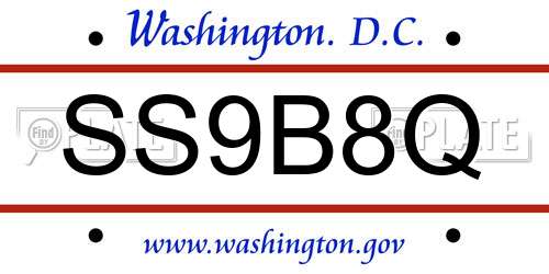 SS9B8Q District Of Columbia License Plate