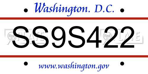 SS9S422 District Of Columbia License Plate