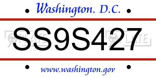 SS9S427 District Of Columbia License Plate