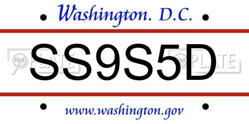 SS9S5D District Of Columbia License Plate