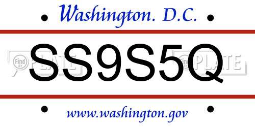 SS9S5Q District Of Columbia License Plate