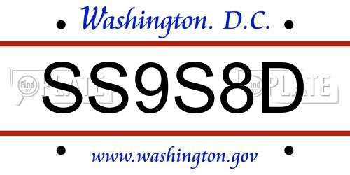SS9S8D District Of Columbia License Plate