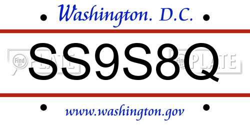 SS9S8Q District Of Columbia License Plate