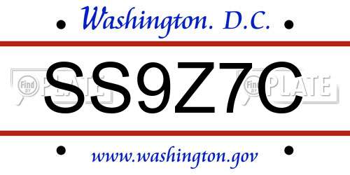 SS9Z7C District Of Columbia License Plate