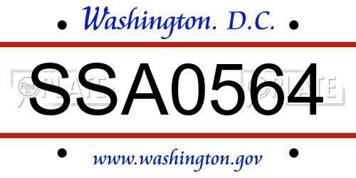 SSA0564 District Of Columbia License Plate