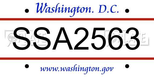 SSA2563 District Of Columbia License Plate