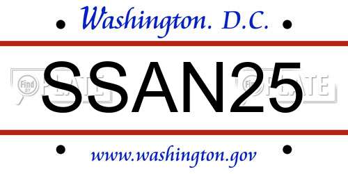 SSAN25 District Of Columbia License Plate