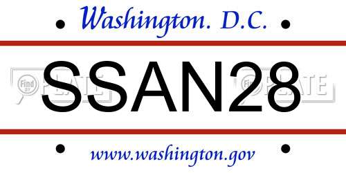 SSAN28 District Of Columbia License Plate