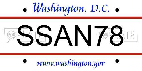 SSAN78 District Of Columbia License Plate