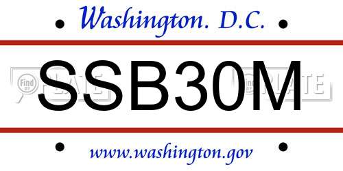SSB30M District Of Columbia License Plate