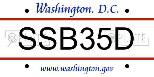 SSB35D District Of Columbia License Plate