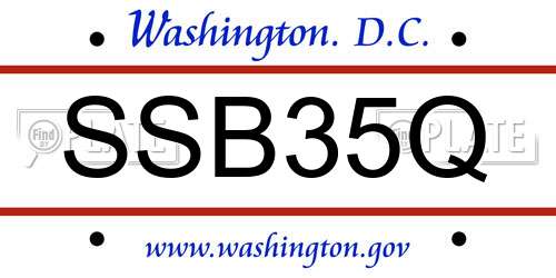 SSB35Q District Of Columbia License Plate