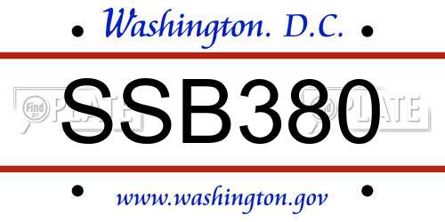 SSB380 District Of Columbia License Plate
