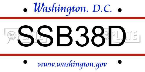 SSB38D District Of Columbia License Plate