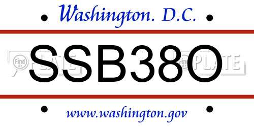 SSB38O District Of Columbia License Plate