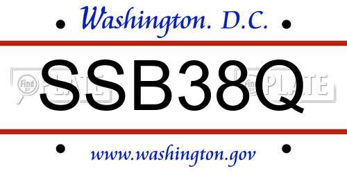 SSB38Q District Of Columbia License Plate