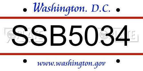 SSB5034 District Of Columbia License Plate