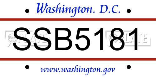 SSB5181 District Of Columbia License Plate