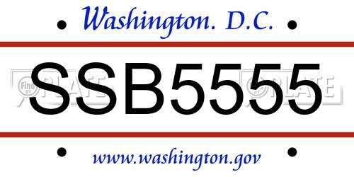 SSB5555 District Of Columbia License Plate