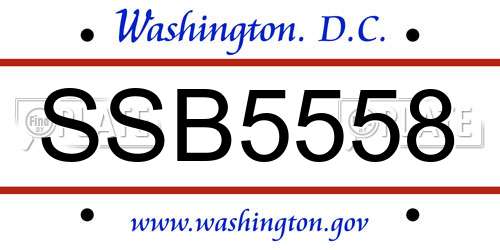 SSB5558 District Of Columbia License Plate